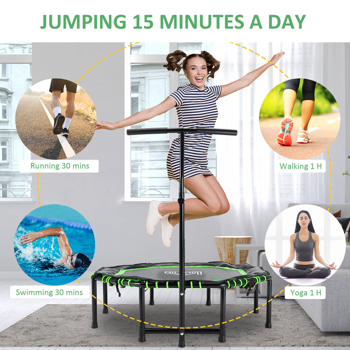 48" Octagonal Mini Fitness Rebounder Trampoline Indoor Outdoor Foldable Mini Jumper with Adjustable Handle