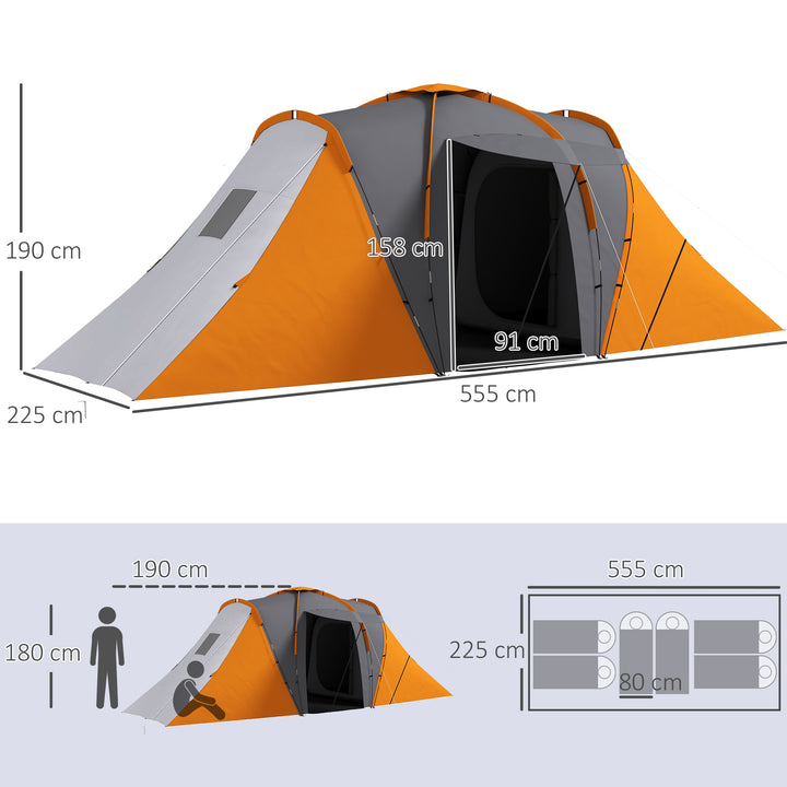 Large Camping Tent Tunnel Tent with 2 Bedroom and Living Area