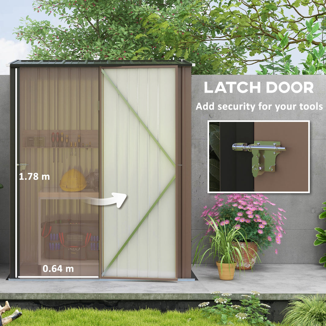 5 x 3 ft Metal Garden Storage Shed Patio Corrugated Steel Roofed Tool Shed with Single Lockable Door