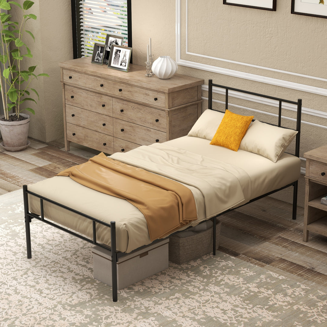 Single Metal Bed Frame with Headboard and Footboard