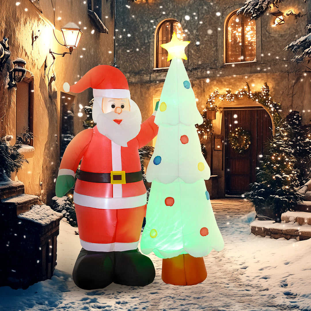 7ft Inflatable Santa and Christmas Tree with Rotating Magic Ball Light