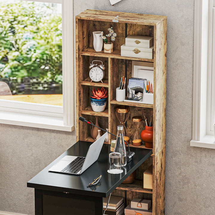 Folding Desk with Blackboard Multi-function Computer Office Workstation Side Shelf for Home Office