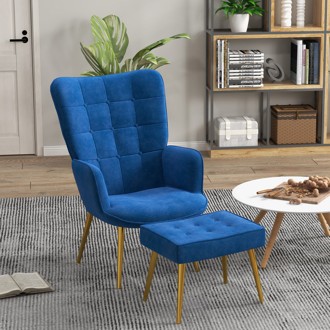 Upholstered Armchair w/ Footstool Set