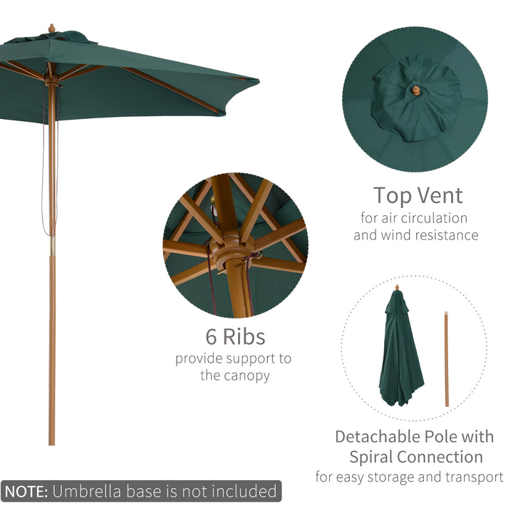 Wooden Parasol: 2.5m UV-Protective Garden Umbrella with Pulley System