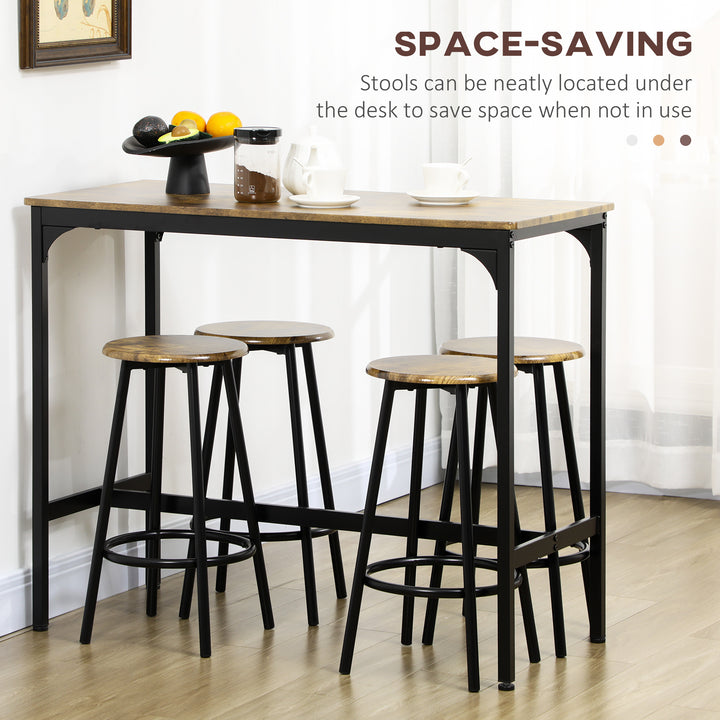 Five-Piece Industrial-Style Bar Table Set - Brown/Black