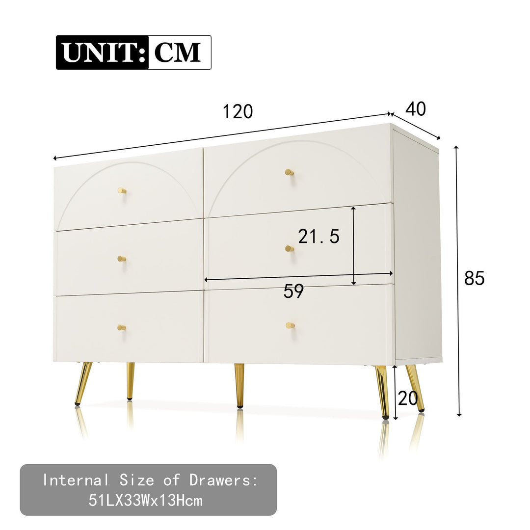 Height Adjustable Sideboard with 6 Sliding Drawers