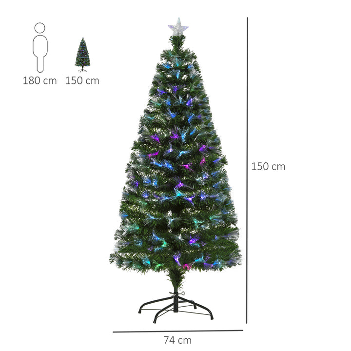 1.5m Tall Artificial Christmas Tree Fiber Optic Colorful LED Pre-Lit Holiday Home Christmas Decoration with Flash Mode