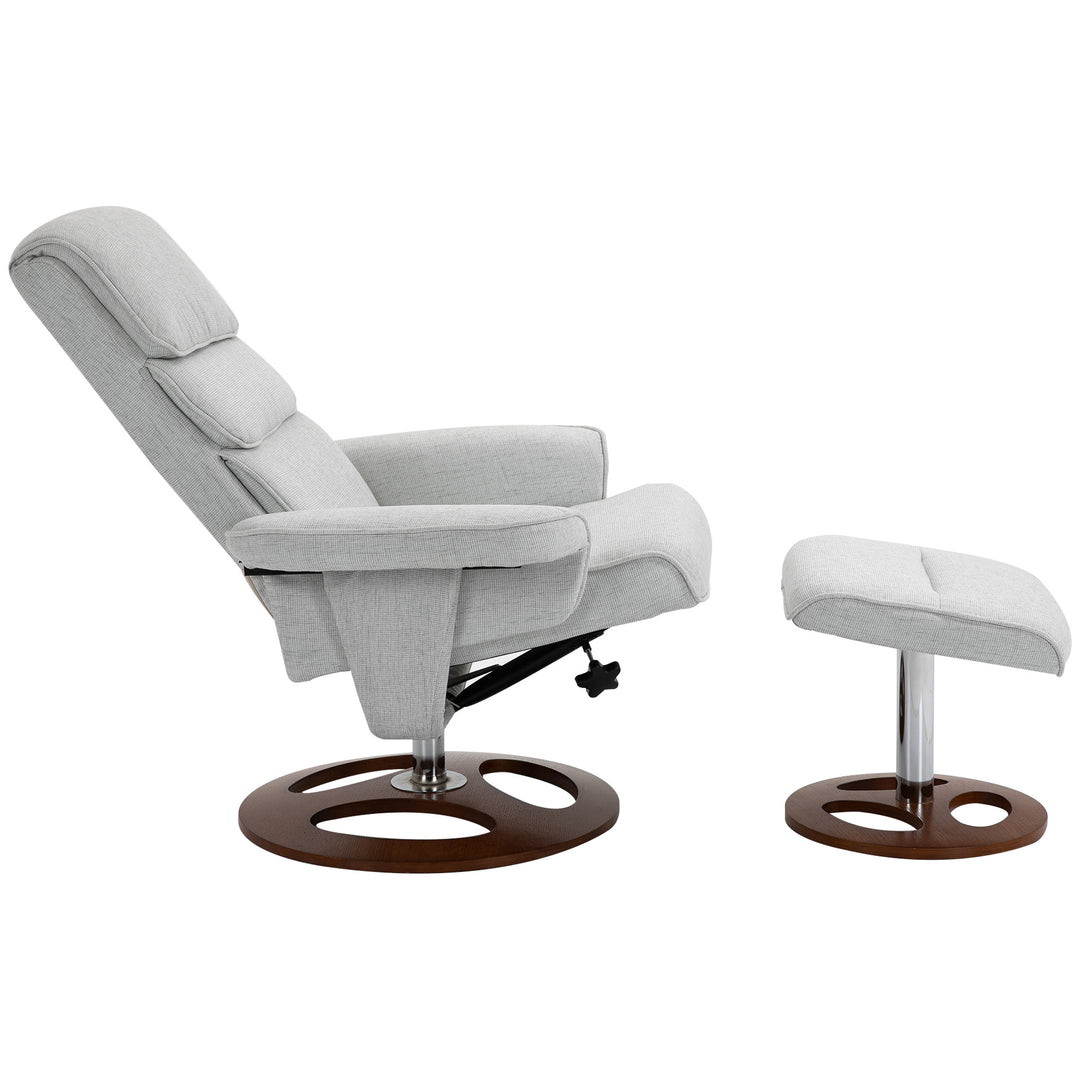 Recliner Chair Ottoman Set 360° Swivel Sofa Stool Modern Soft Thick Padding Wood Base Grey