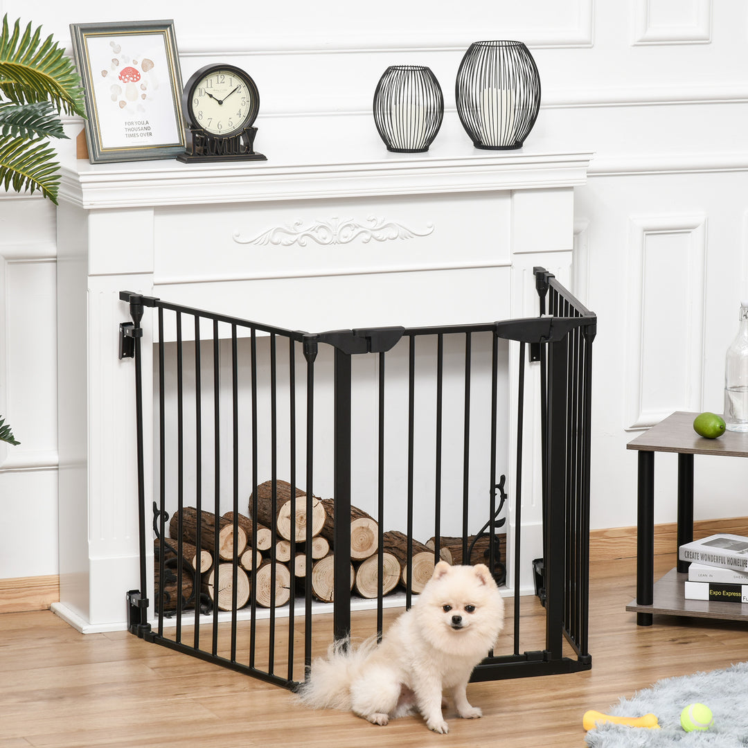 3-Panel Metal Pet Gate: Safety Fence for Dogs with Walk Through Door & Auto Close Lock