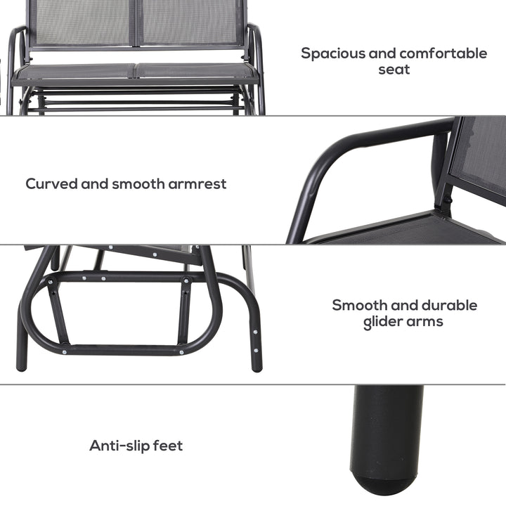 2-Person Outdoor Glider Bench Patio Double Swing Chair Loveseat w/Power Coated Steel Frame for Backyard Garden Porch