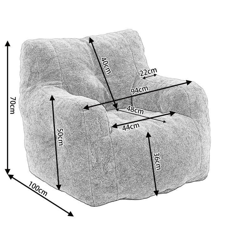 Soft Swivel Foam Bean Bag Armchair with Teddy Fabric and Ergonomic Backrest