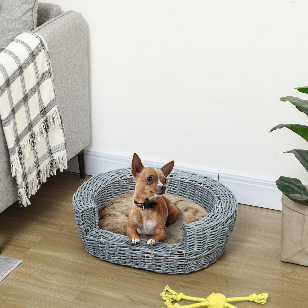 Willow Pet Sofa: Rattan Basket with Soft Cushion for Cats & Small Dogs