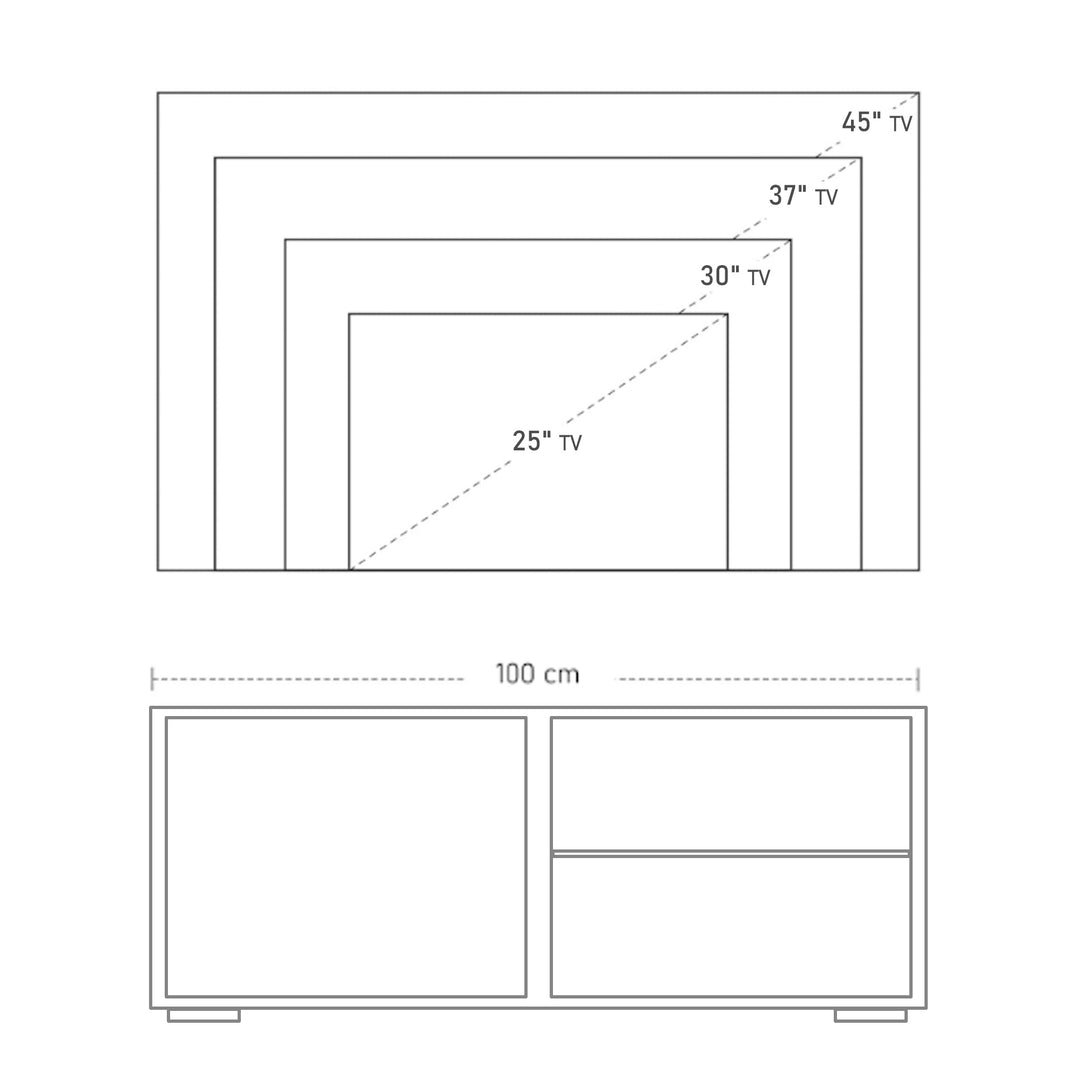 Modern TV Stand with High Gloss Doors & Shelves