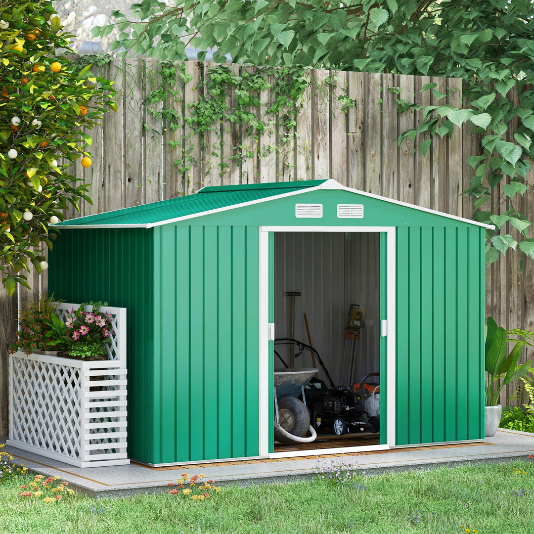 Lockable Garden Shed Large Patio Tool Metal Storage Building Foundation Sheds Box Outdoor Furniture (9 x 6 FT