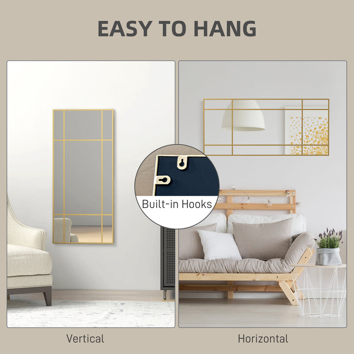 Rectangular Mirror Wall Decor with Gold Frame