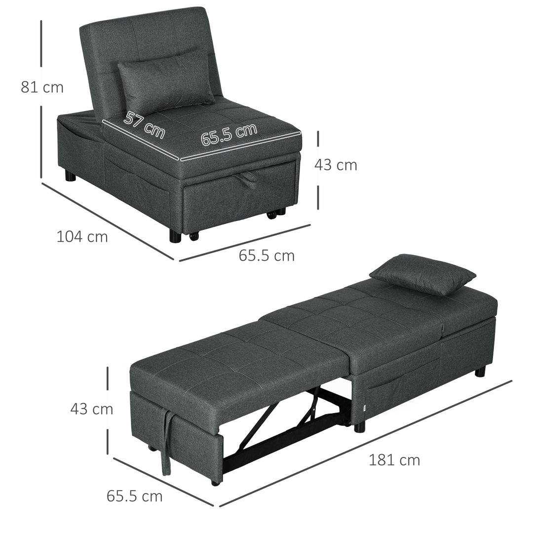 Convertible Chair Bed w/ Padding Seat