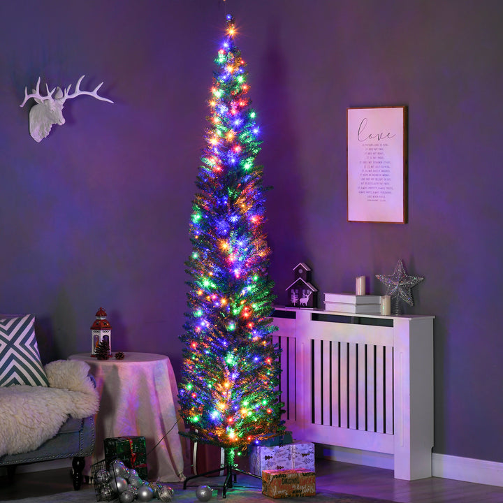 7.5' Artificial Prelit Christmas Trees Holiday Décor with Colourful LED Lights