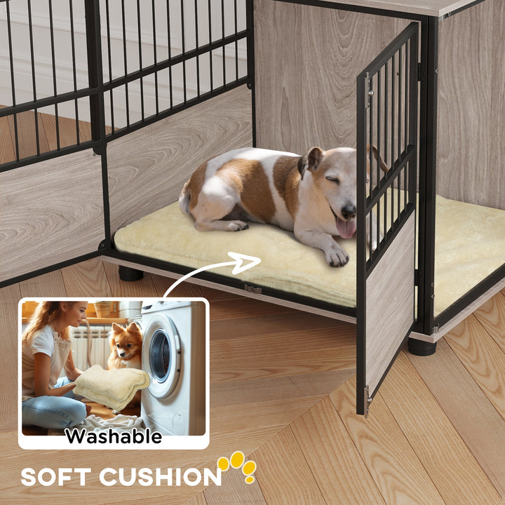 XL Dog Crate Dog Cage End Table Indoor with 3 Doors Soft Washable Cushion