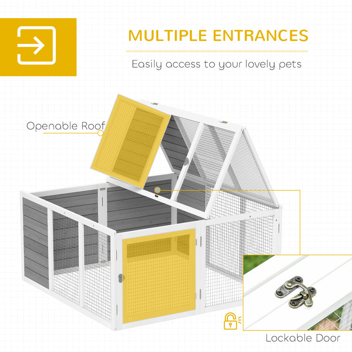 Rabbit Hutch with Openable Foldable Roof