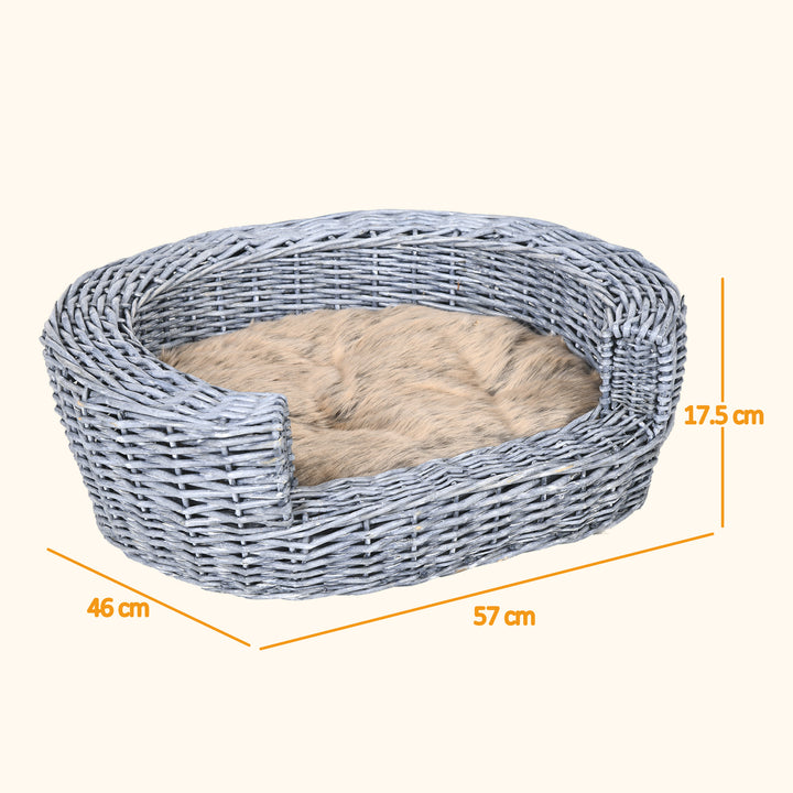 Willow Pet Sofa: Rattan Basket with Soft Cushion for Cats & Small Dogs