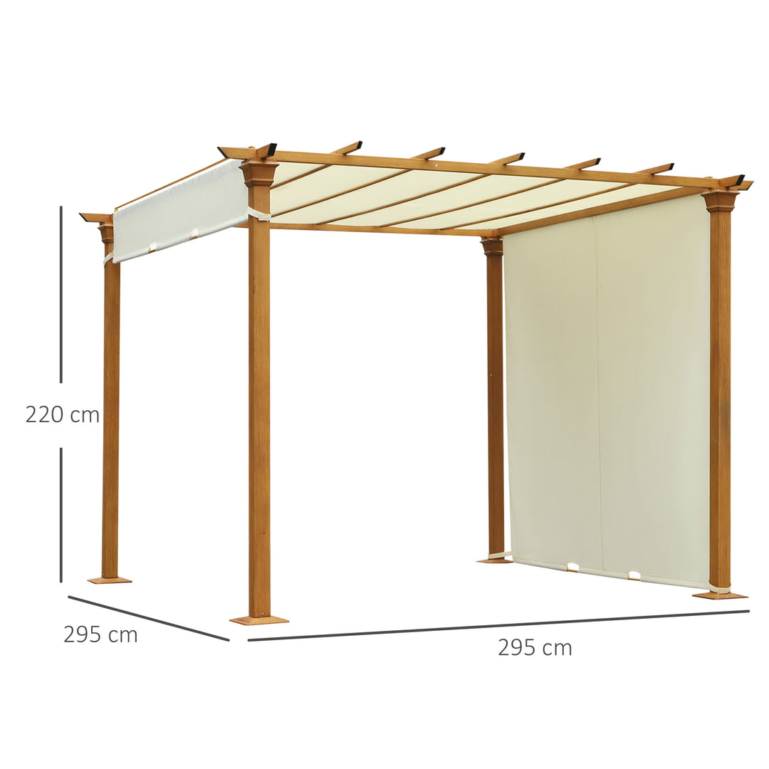 3(m) x 3(m) Garden Outdoor Retractable Pergola Gazebo with Adjustable Canopy Garden Sun Shade Patio Canopy Shelter - Beige