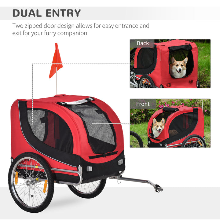 Dog Bike Trailer Folding Bicycle Pet Trailer Dog Bike Jogger Travel Carrier W/Removable Cover-Red