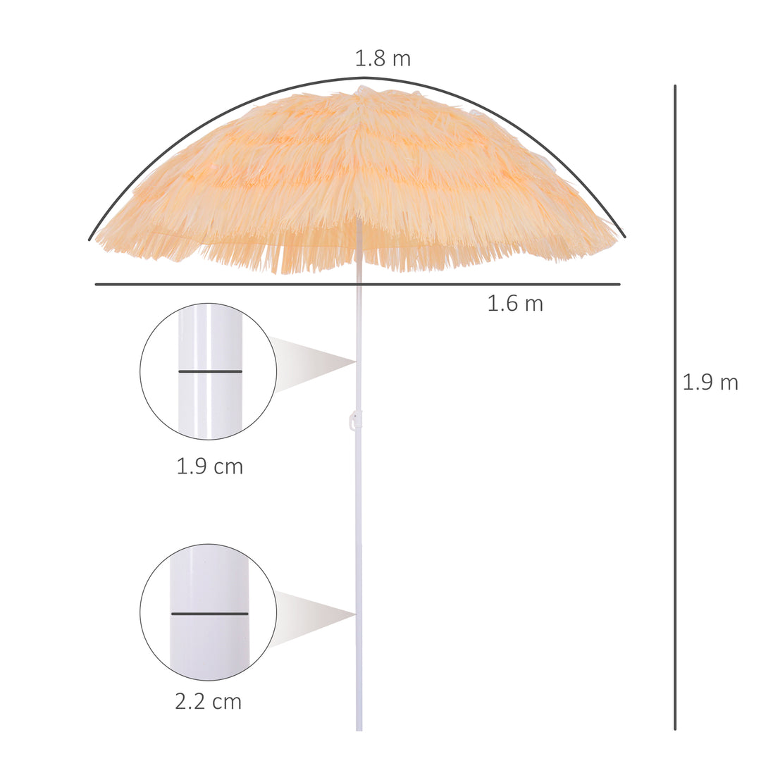 Waterproof Patio Garden Hawaii Beach Sun Umbrella Sunshade Hawaiian Folding Tilting Crank Parasol (Wheat)