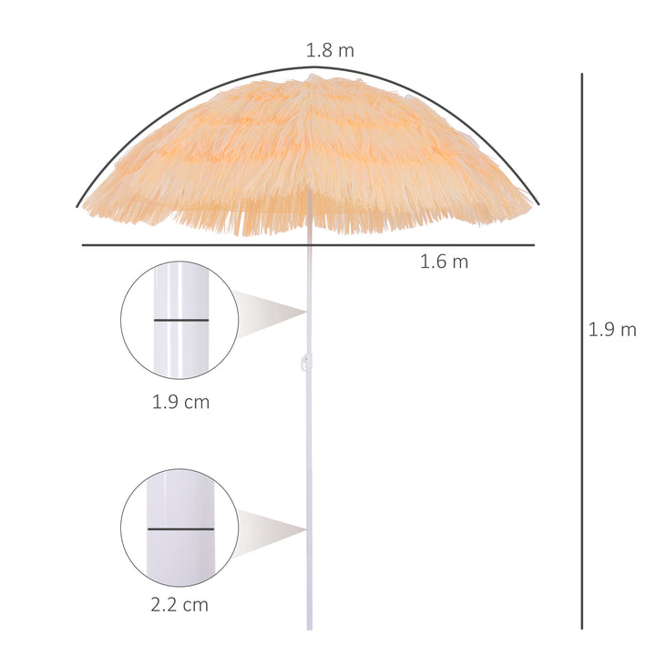 Waterproof Patio Garden Hawaii Beach Sun Umbrella Sunshade Hawaiian Folding Tilting Crank Parasol (Wheat)