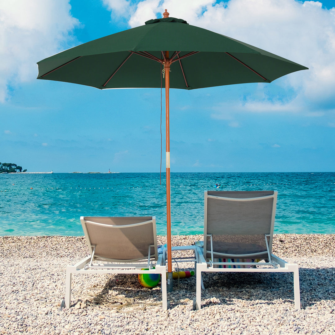 Waterproof Wooden Garden Parasol: 2.5m Ventilated Canopy