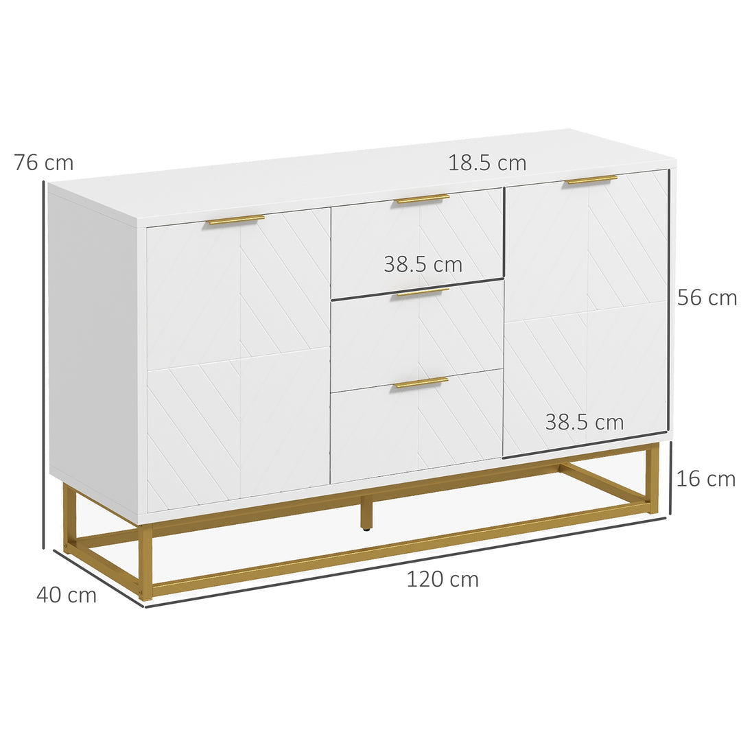 Modern Storage Cabinet Freestanding Cupboard with 3 Drawers for Dining Room