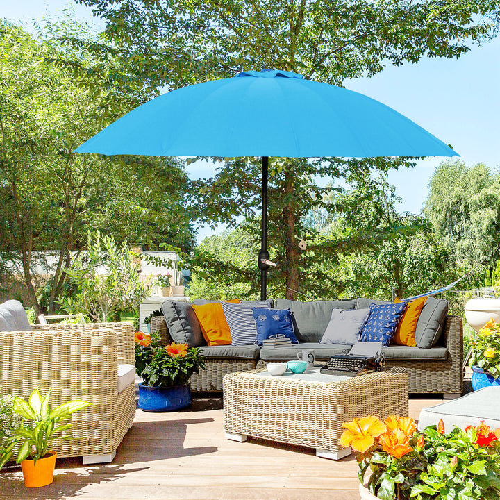 Waterproof Push-Tilt Garden Parasol: 2.55m Crank Umbrella with Ribs