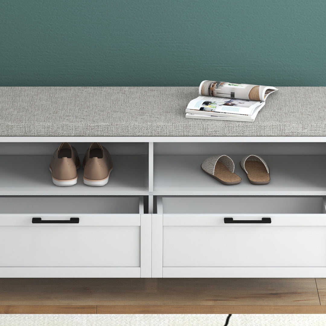 Entryway Bench: Padded Seating with Storage Drawers