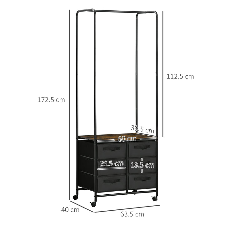 HOMCOM Industrial Clothes Rack with 6 Drawers