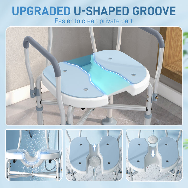 Bath Stool w/ Upgraded U-shaped Seat and Reinforced Crossbars