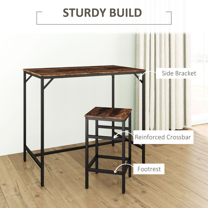 Industrial Rectangular Bar Table and Stools with 4 Stools