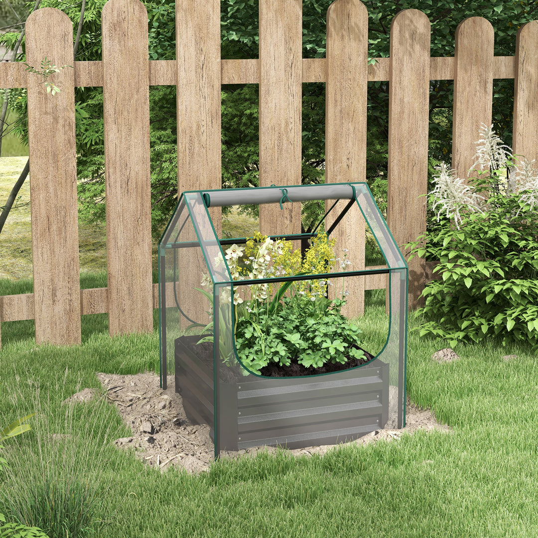 Raised Planter Box with Greenhouse Cover