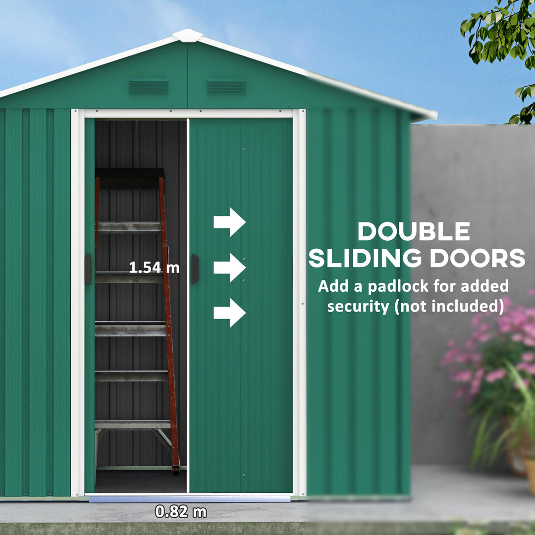 6.5ft x 3.5ft Metal Garden Storage Shed for Outdoor Tool Storage with Double Sliding Doors and 4 Vents