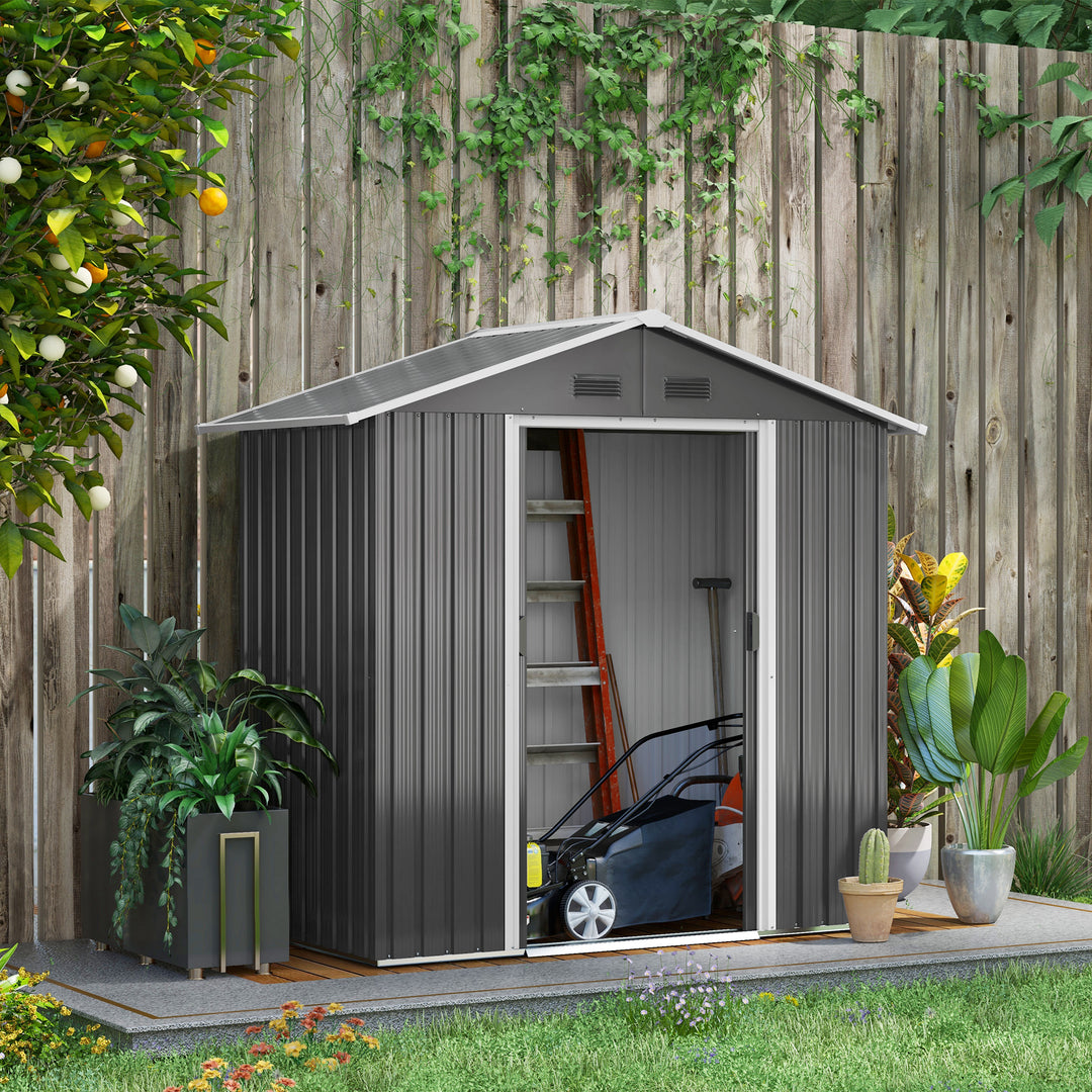 6.5x3.5ft Metal Garden Storage Shed for Outdoor Tool Storage with Double Sliding Doors and 4 Vents