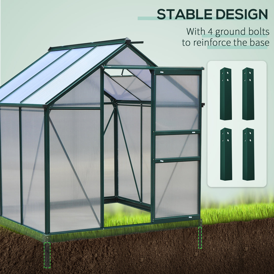 Large Walk-In Greenhouse Polycarbonate Garden Greenhouse Plants Grow Galvanized Base Aluminium Frame w/ Slide Door