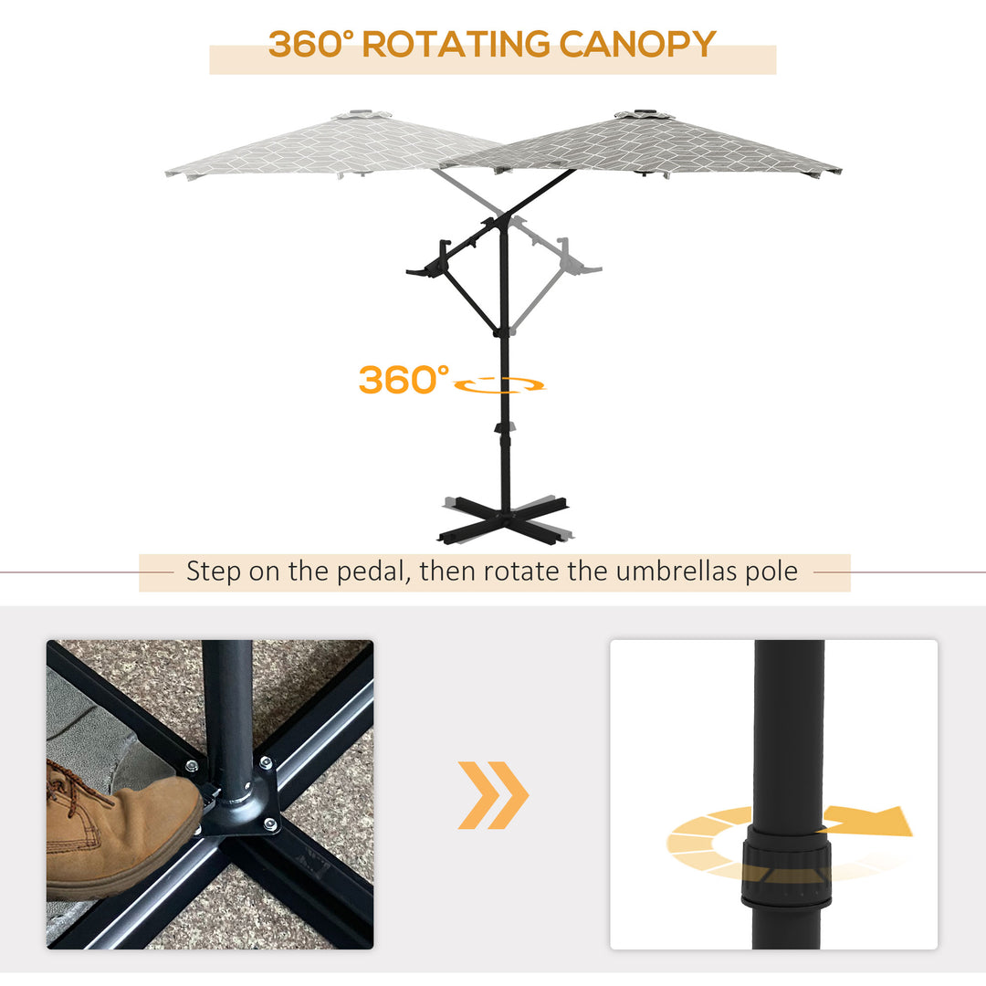 Waterproof 3(m) Convertible Cantilever Parasol and Centre-post Garden Parasol with Cross Base