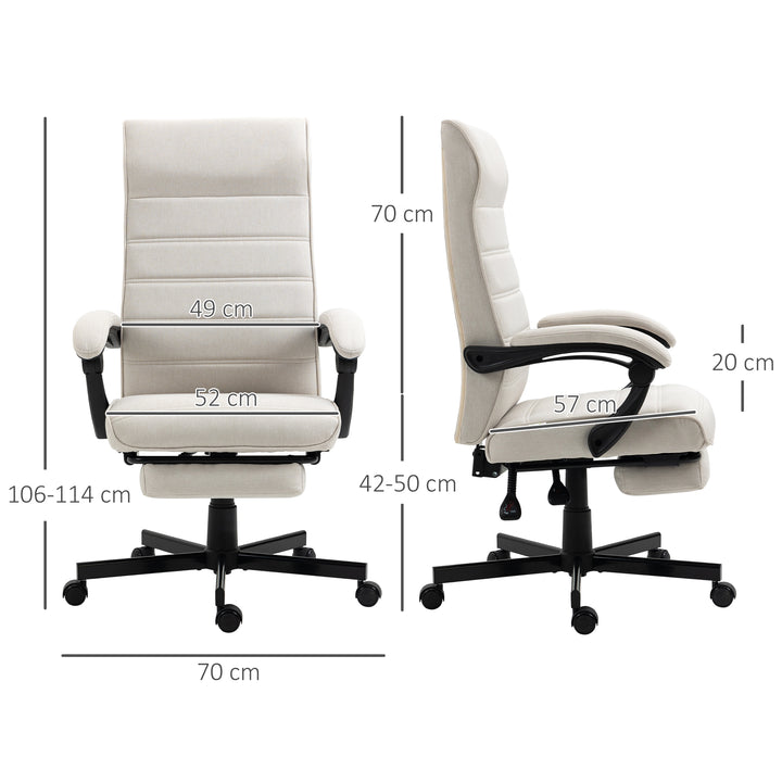 Vinsetto High-Back Linen Office Chair, White