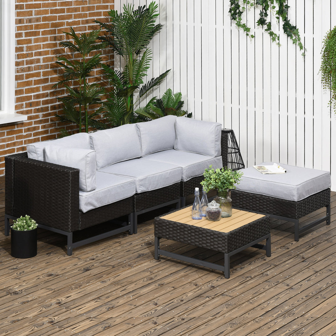 5 Pieces Outdoor PE Rattan Corner Sofa