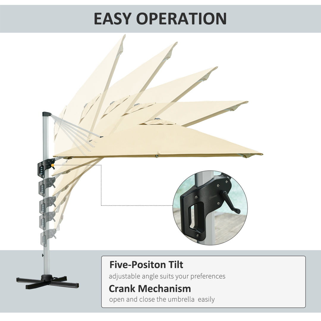 3 x 3(m) Cantilever Roma Parasol with Aluminum Frame Crank & Tilt