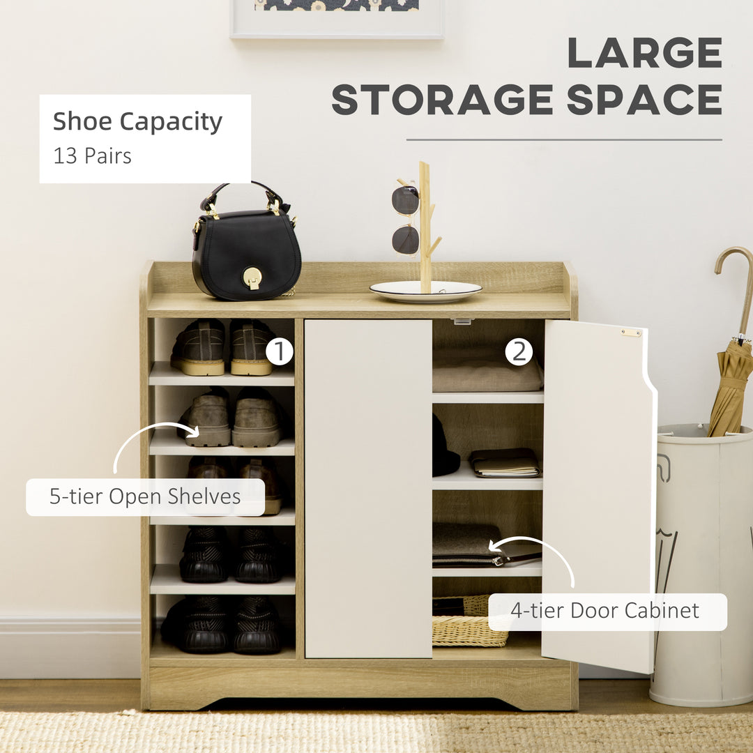 Shoe Cabinet with Double Doors & Open Shelving