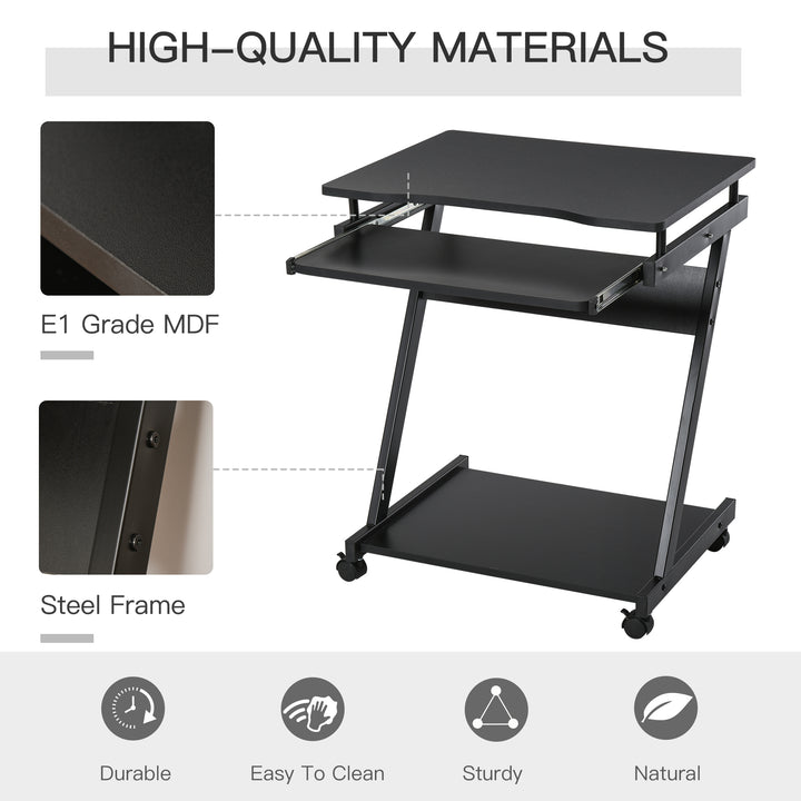 HOMCOM Movable Desk with Wheels