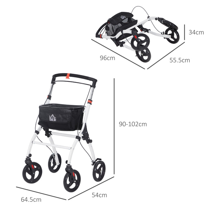 Folding Upright Rollator Walker with Lightweight Walking Frame