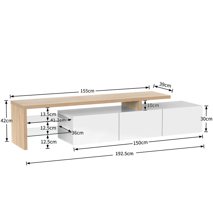 TV Stand with Glass Shelves & LED Lighting