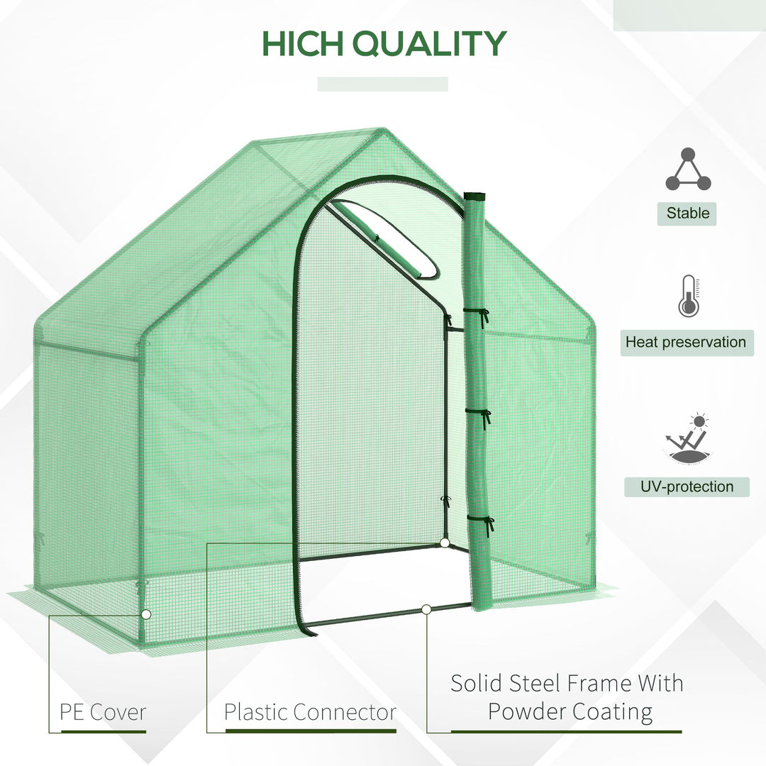 Walk in Greenhouse Garden Grow House with Roll Up Door and Window