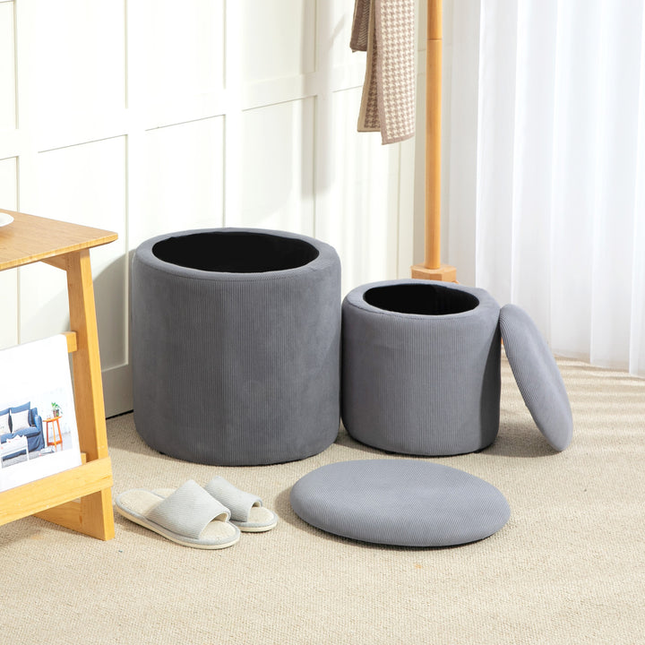 Modern Storage Ottoman with Removable Lid - Light Grey