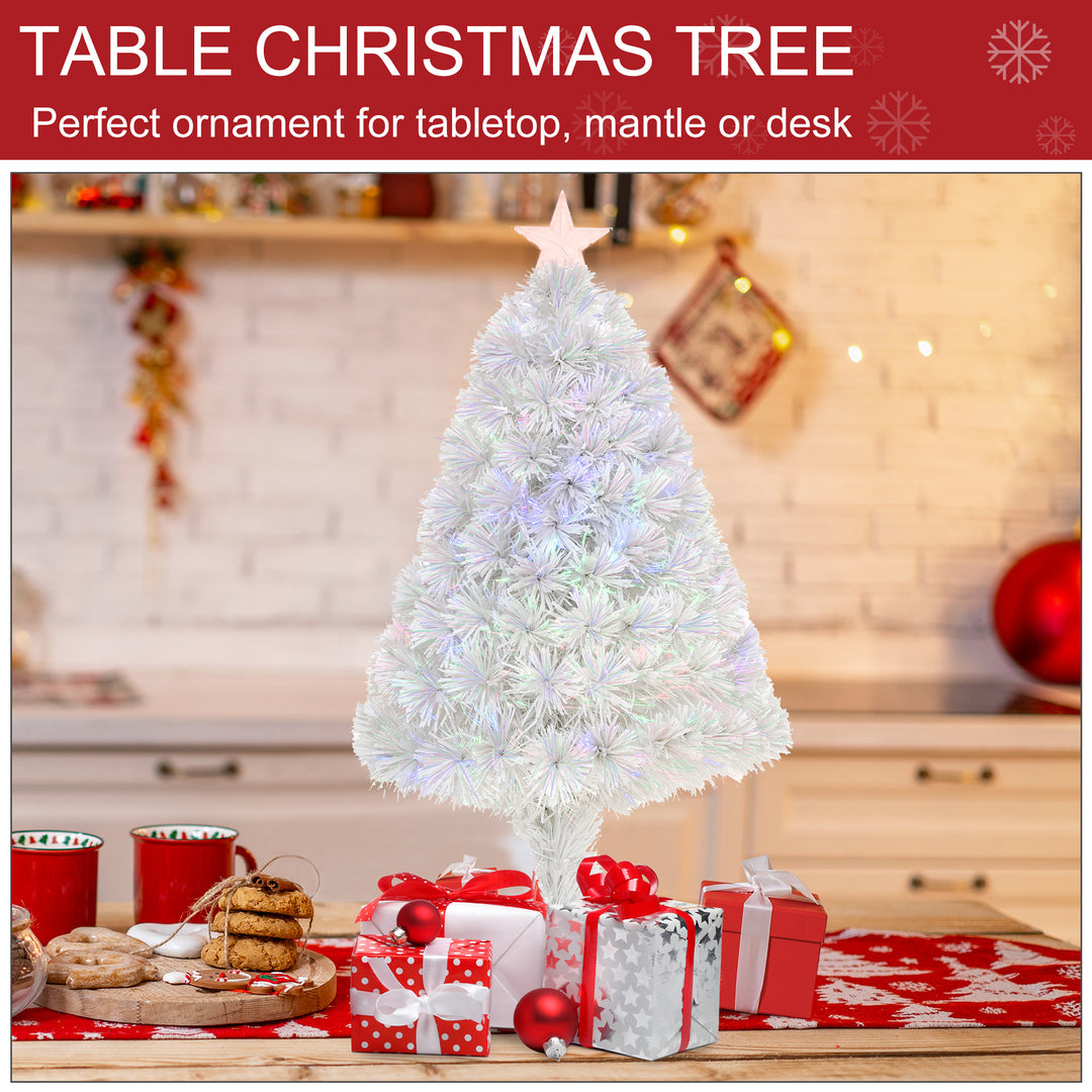 2.5FT Prelit Artificial Tabletop Christmas Tree with Fibre Optics Holiday Home Xmas Decoration for Table and Desk